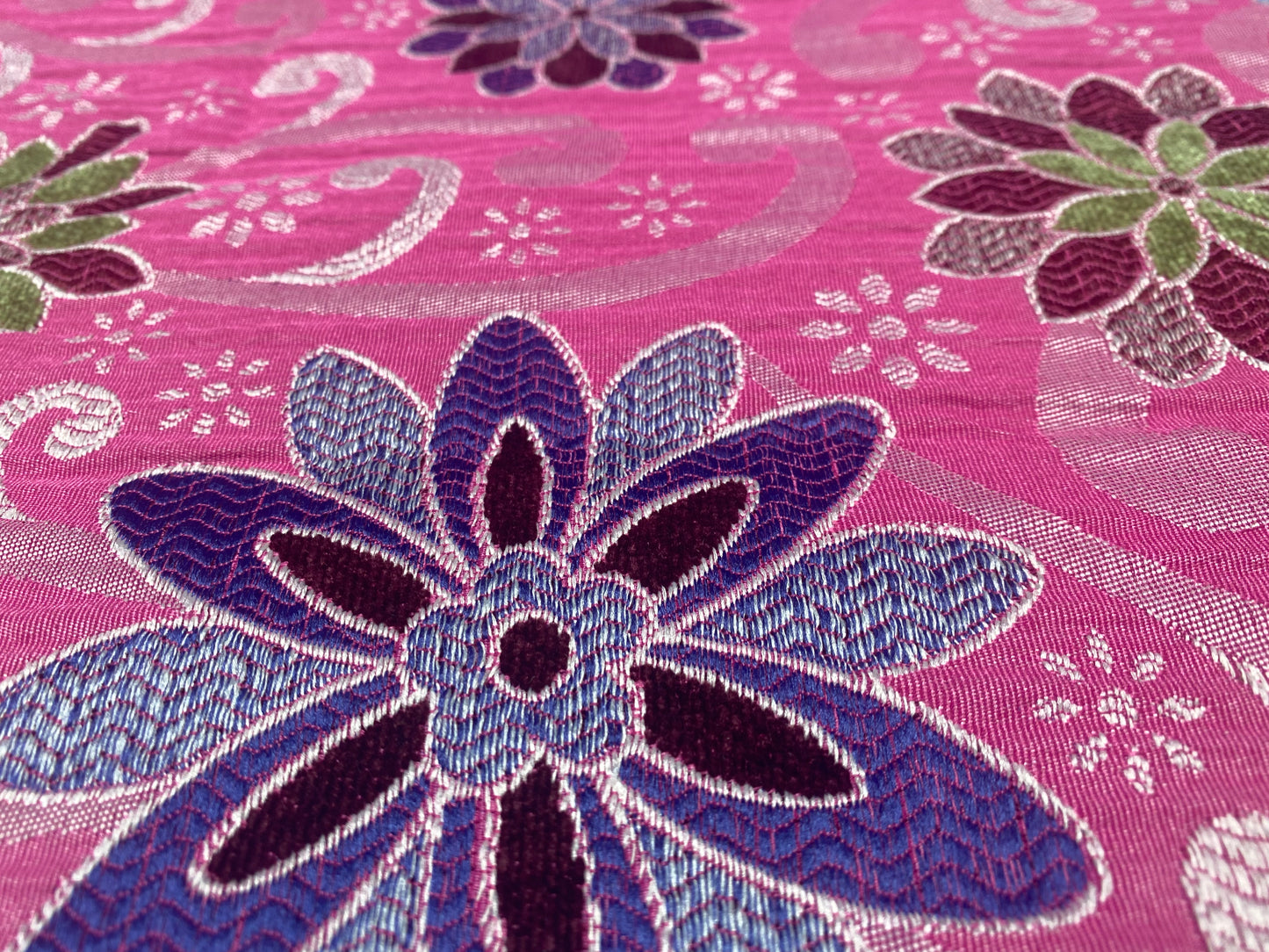 1 1/4 Yard Piece - Bright Pink Multi Flowers