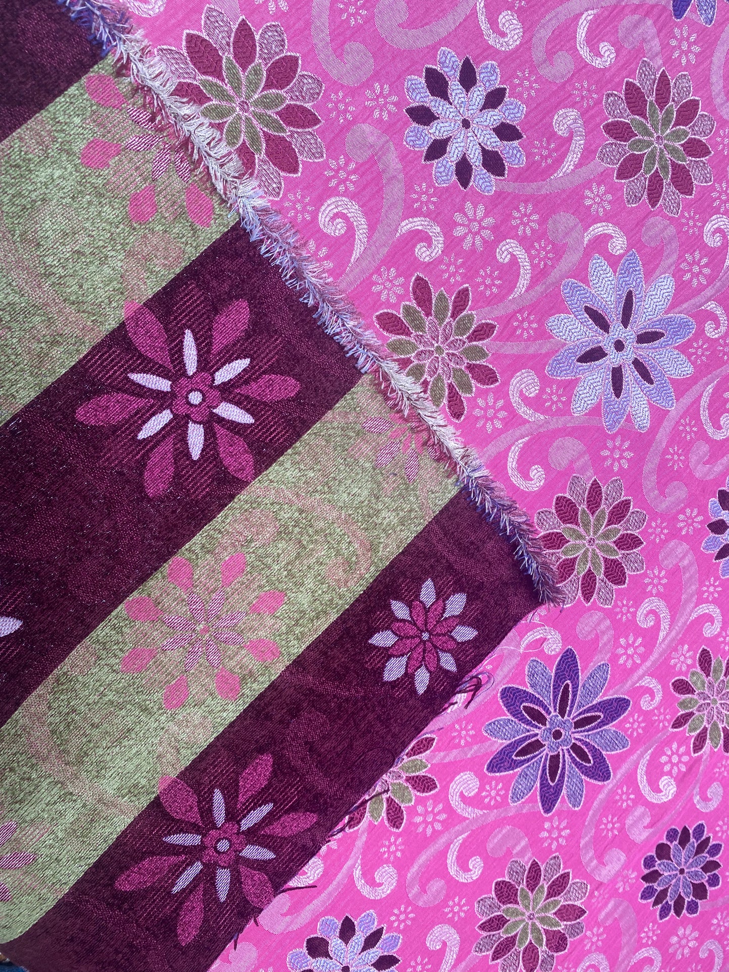 1 1/4 Yard Piece - Bright Pink Multi Flowers