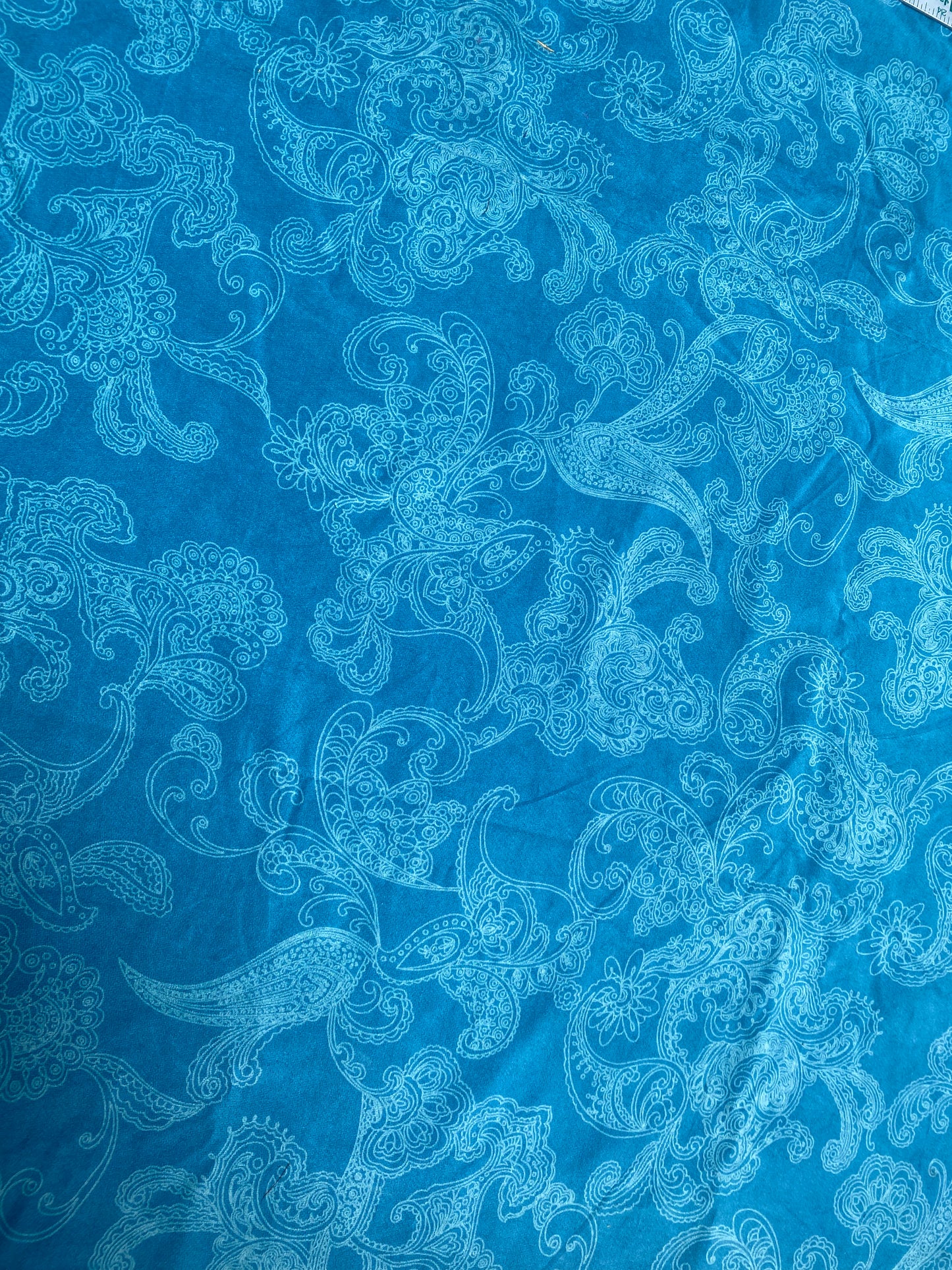 1 Yard Piece - Blue Velvet Paisley