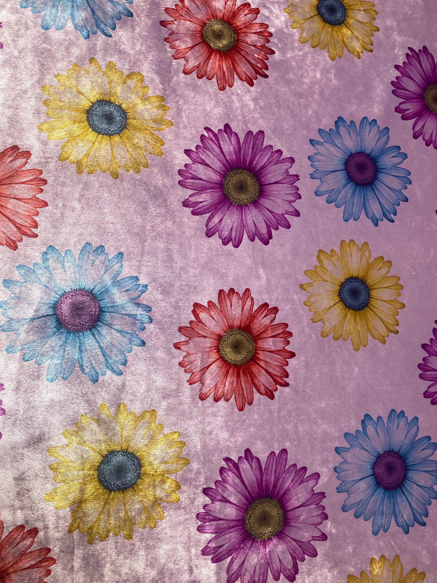 3 Yard Piece - Purple Velvet Multi Flowers