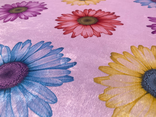 3 Yard Piece - Purple Velvet Multi Flowers