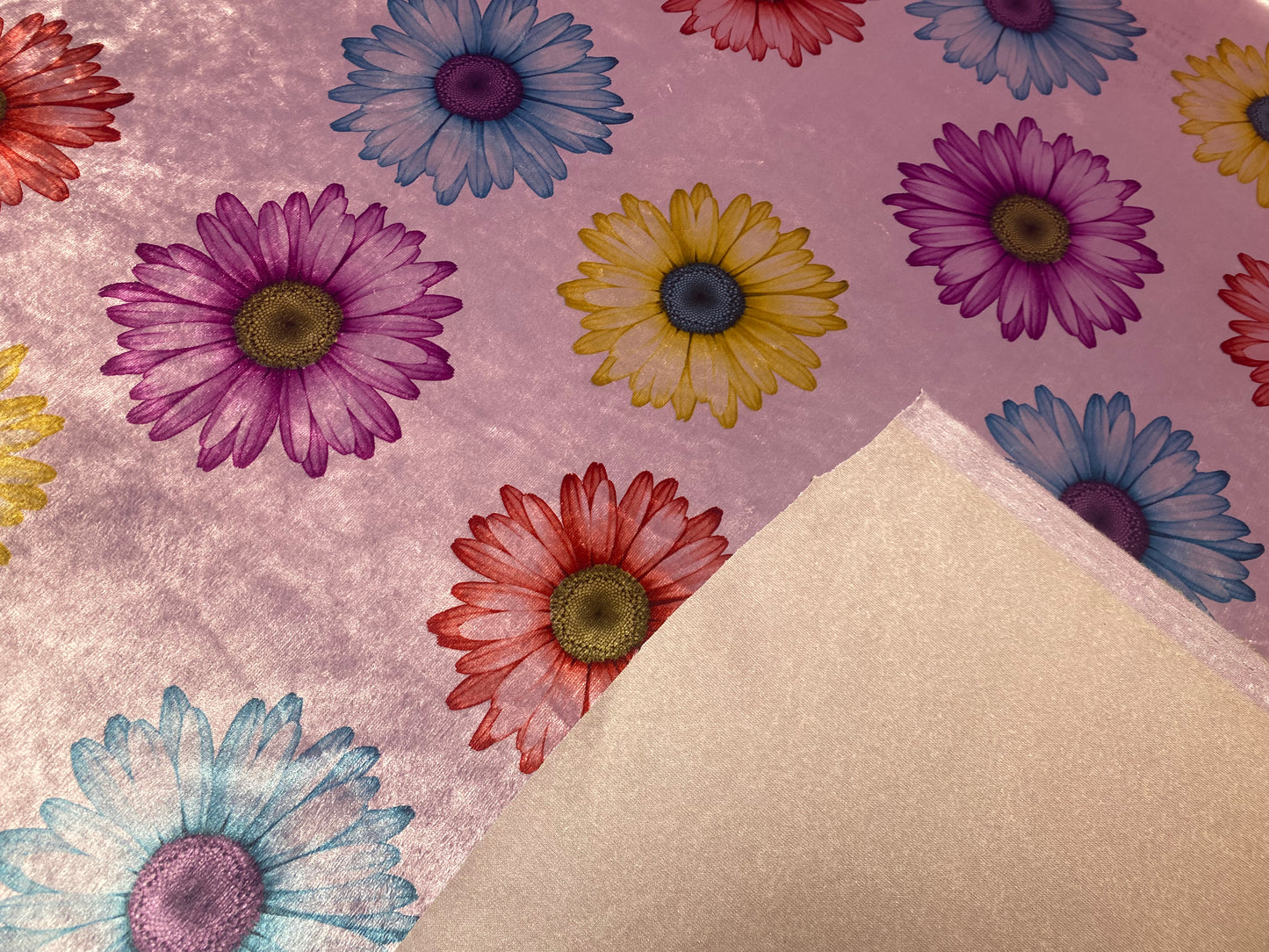 3 Yard Piece - Purple Velvet Multi Flowers