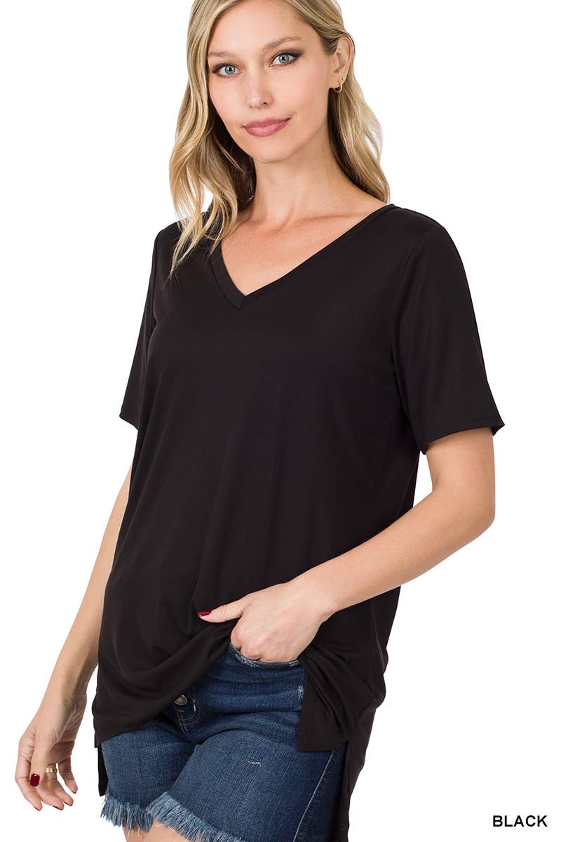 Softie V Neck Layering Tee - Black