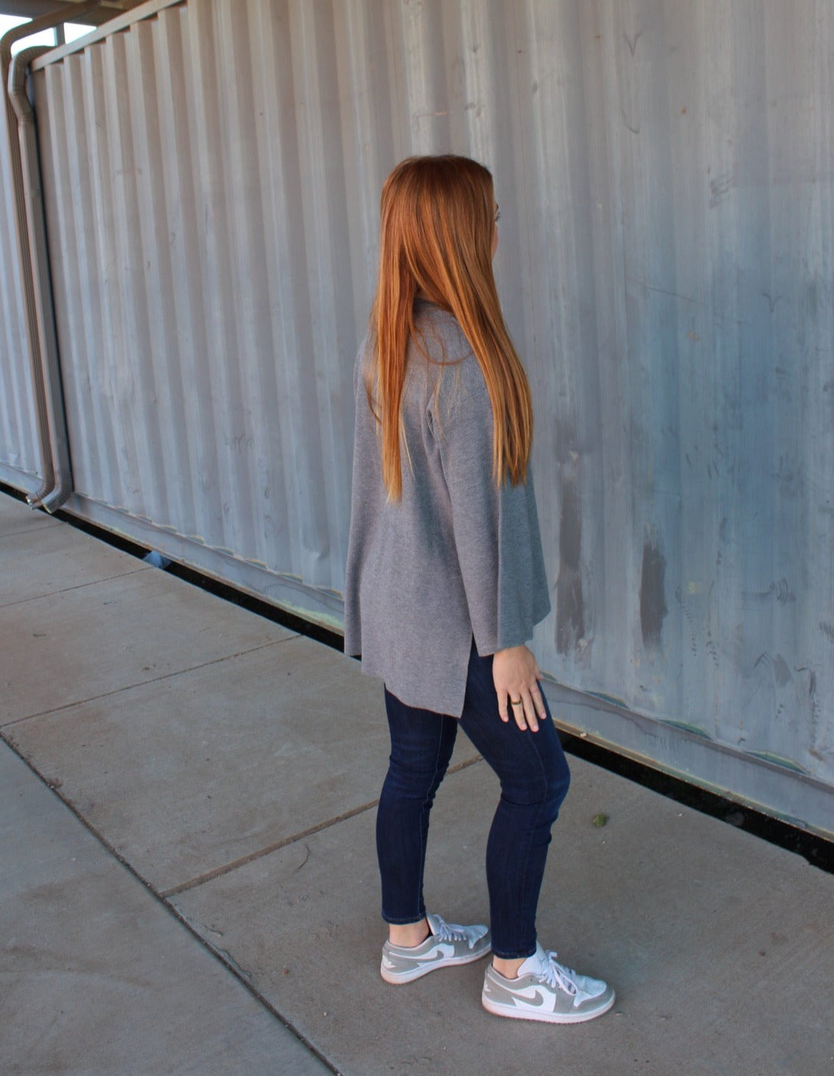 Top Notch Bell Sleeve Sweater - Ice Gray