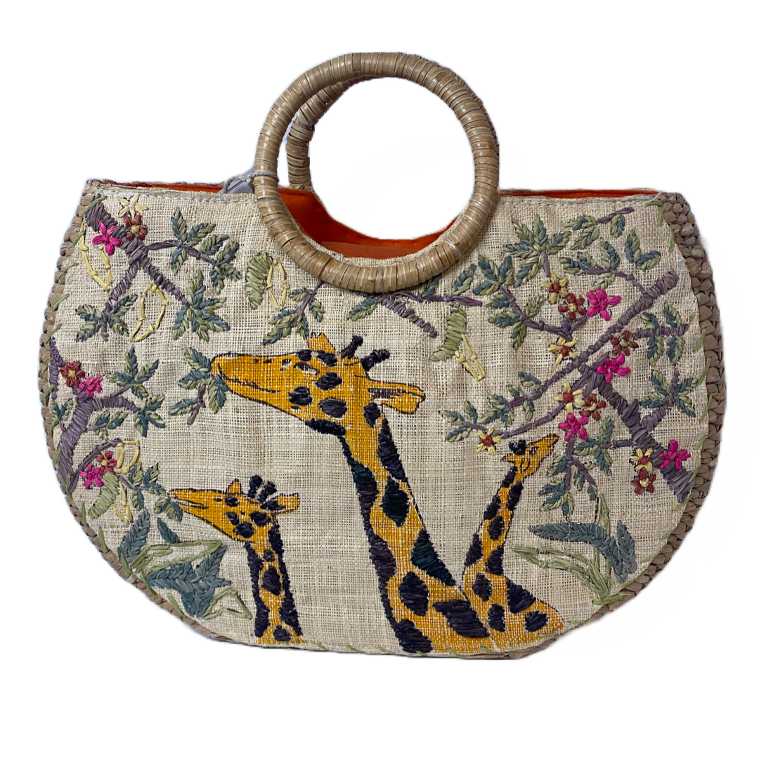 Embroidered Giraffe Handbag