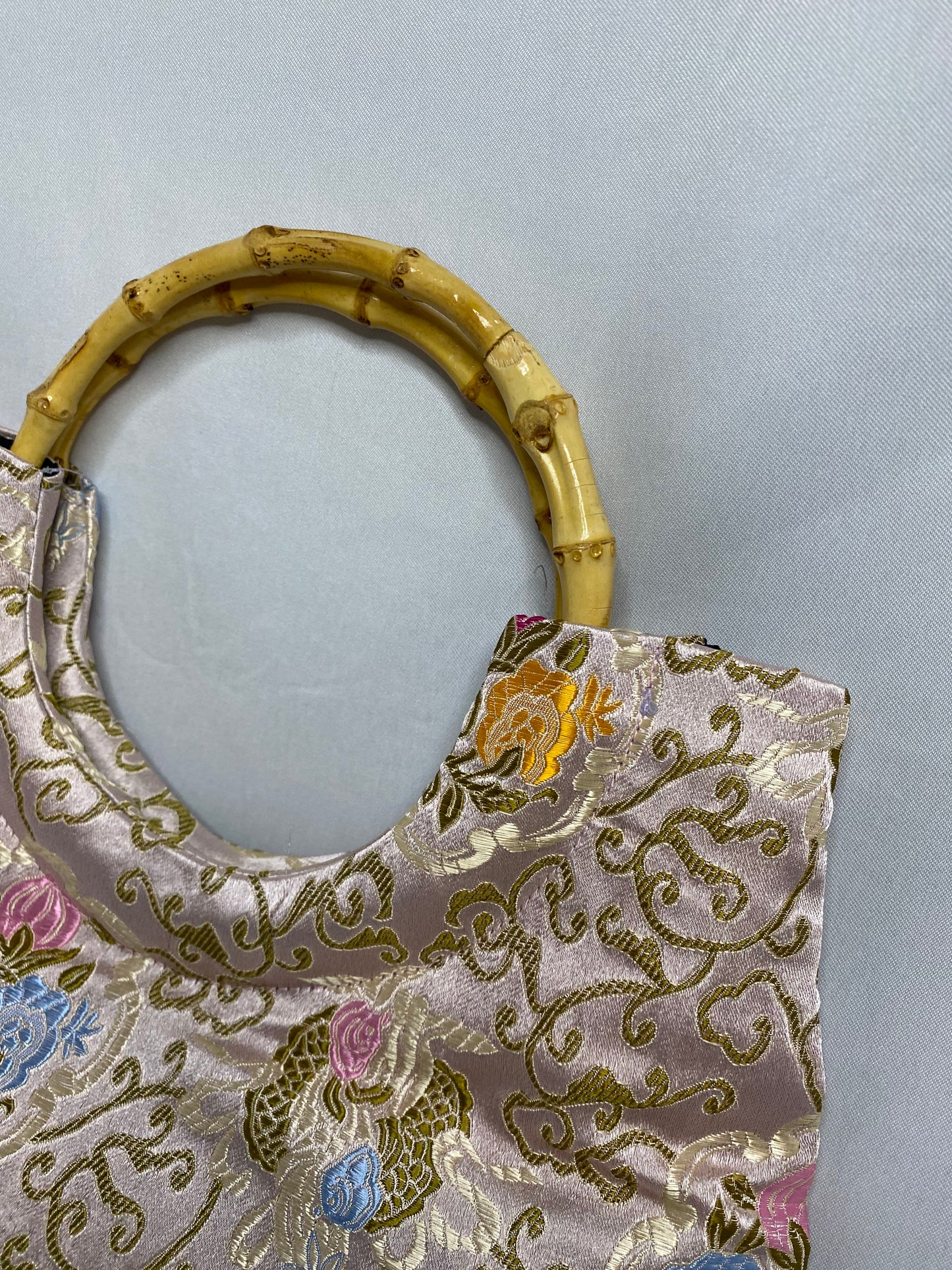 Floral embroidered silk handbag