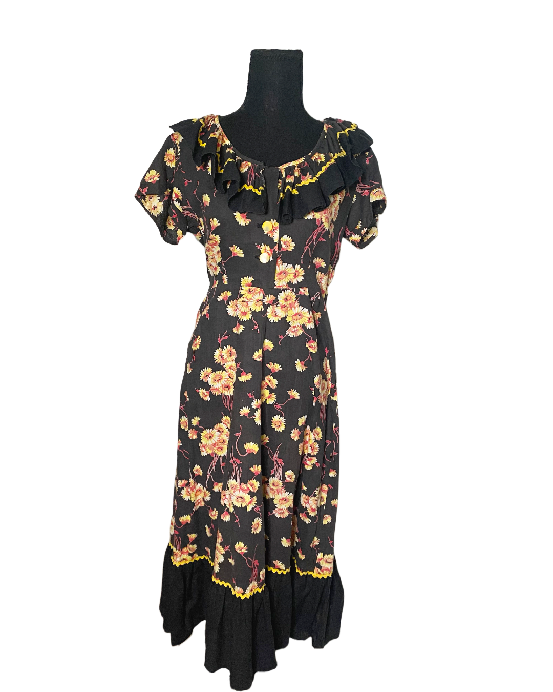 Contrast Floral Vintage Dress