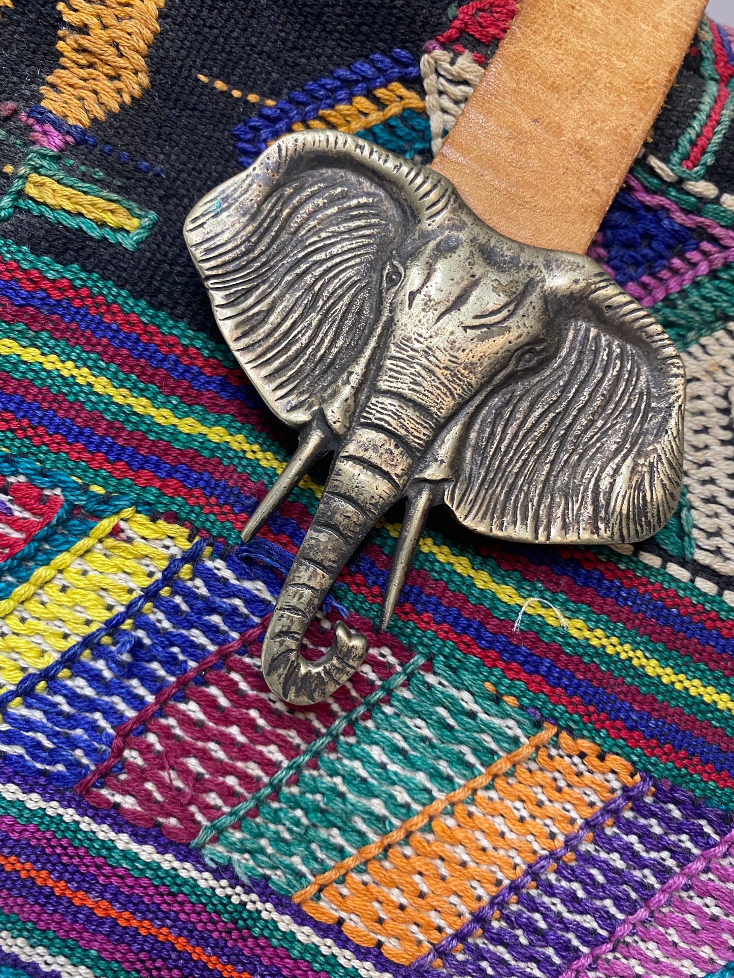 Embroidered elephant handbag