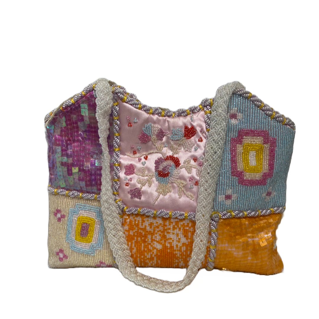 Patchwork embroidered handbag