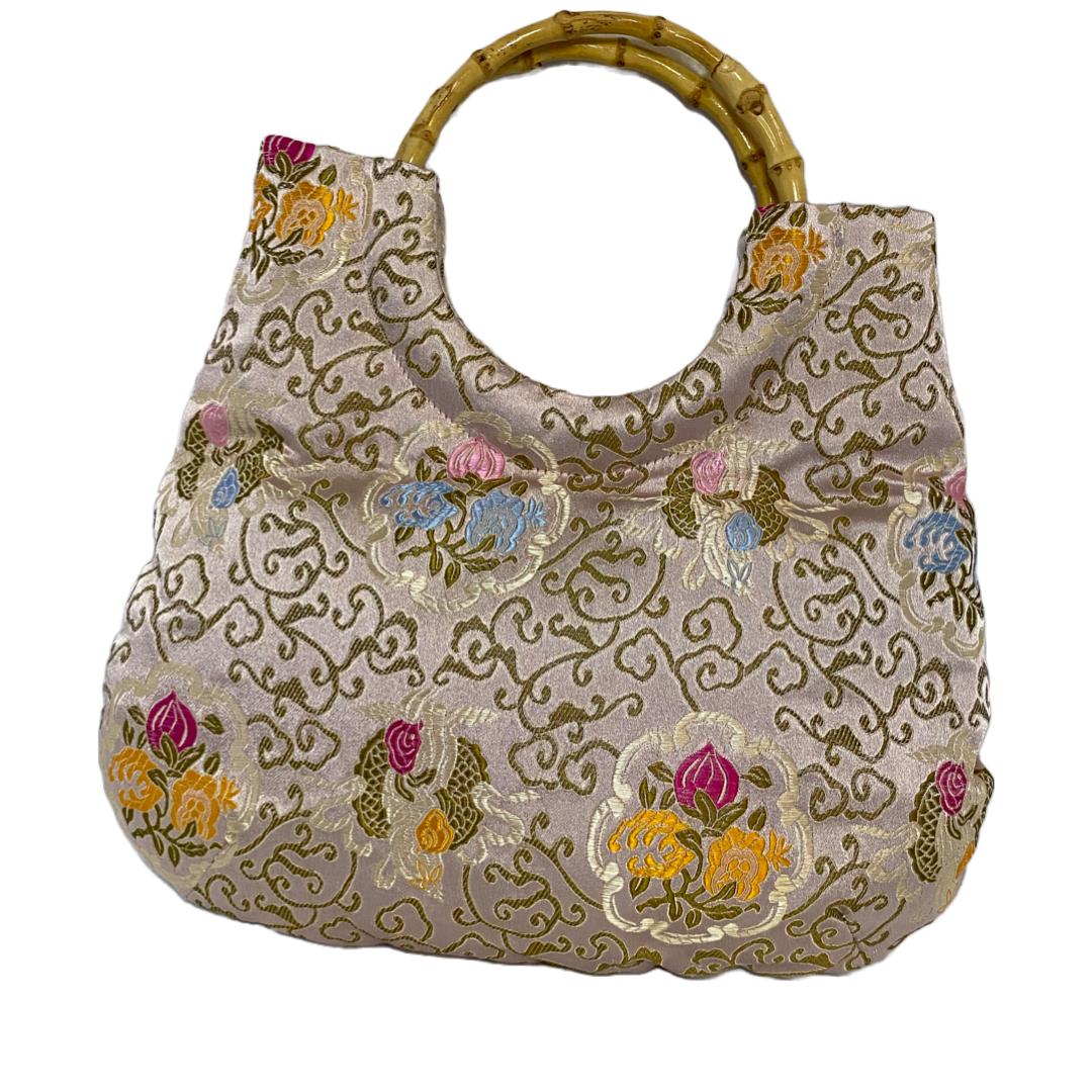 Floral embroidered silk handbag